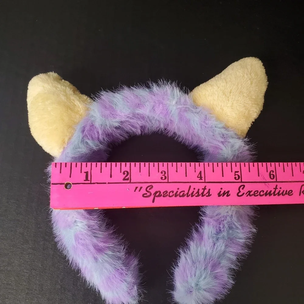 Gray Purple Furry KIDS Headband W/Soft Yellow Monster Horns - Cosplay,  Costume
